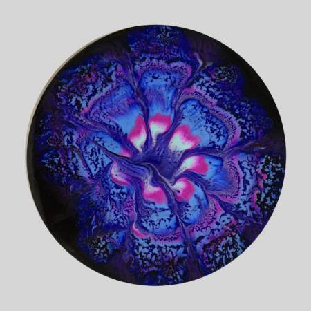 A purple and blue flower is shown in this image.