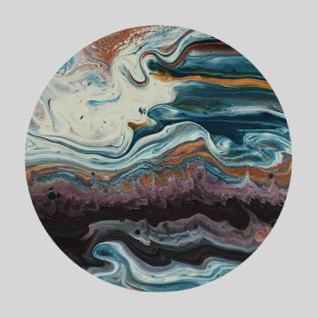 A painting of a colorful abstract landscape