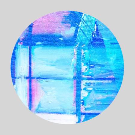 A blue circle with some kind of painting on it