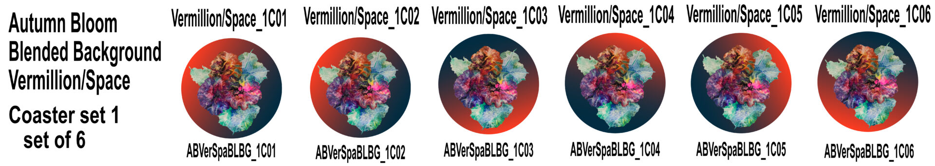 Autumn Blooms - Vermillion/Space Background Coaster Set 1