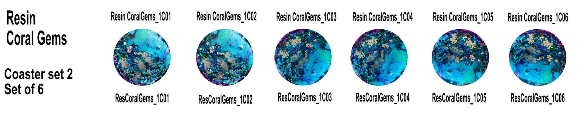 Resin - Coral Gems Coaster Set 2