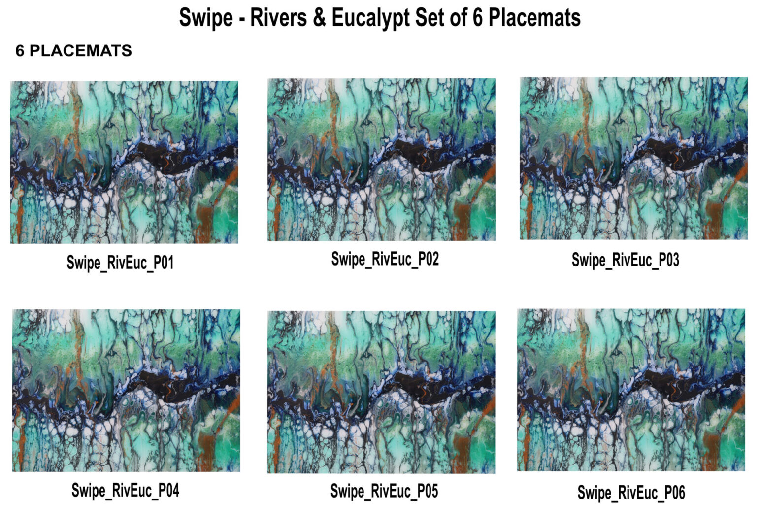 Swipes - Rivers & Eucalypts Set 6 Placemats