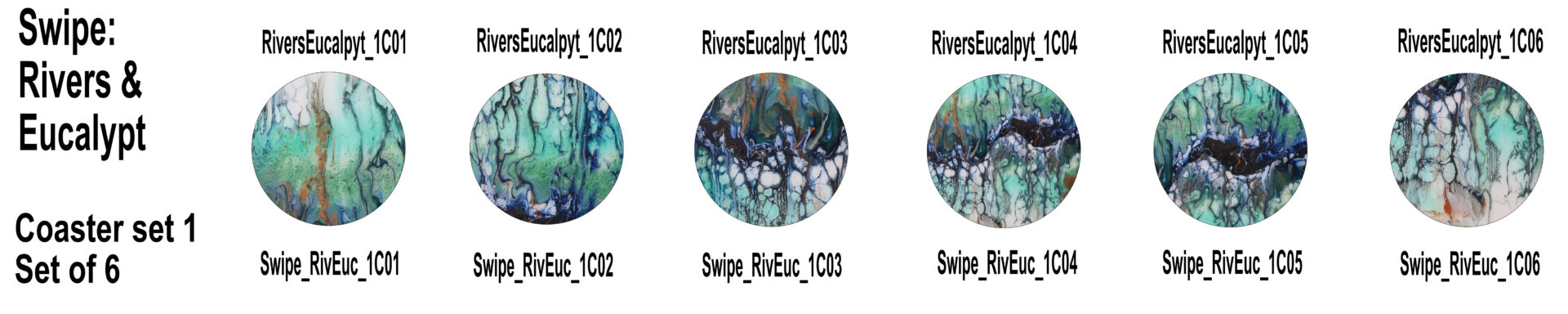 Swipes - Rivers & Eucalypts Coaster Set 1