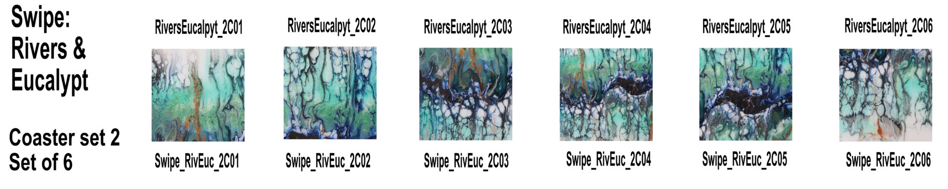 Swipes - Rivers & Eucalypts Coaster Set 2